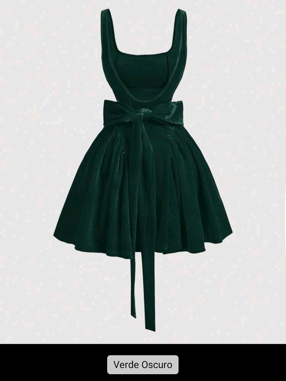 SHEIN Dark Green Velvet Bow Mini Dress